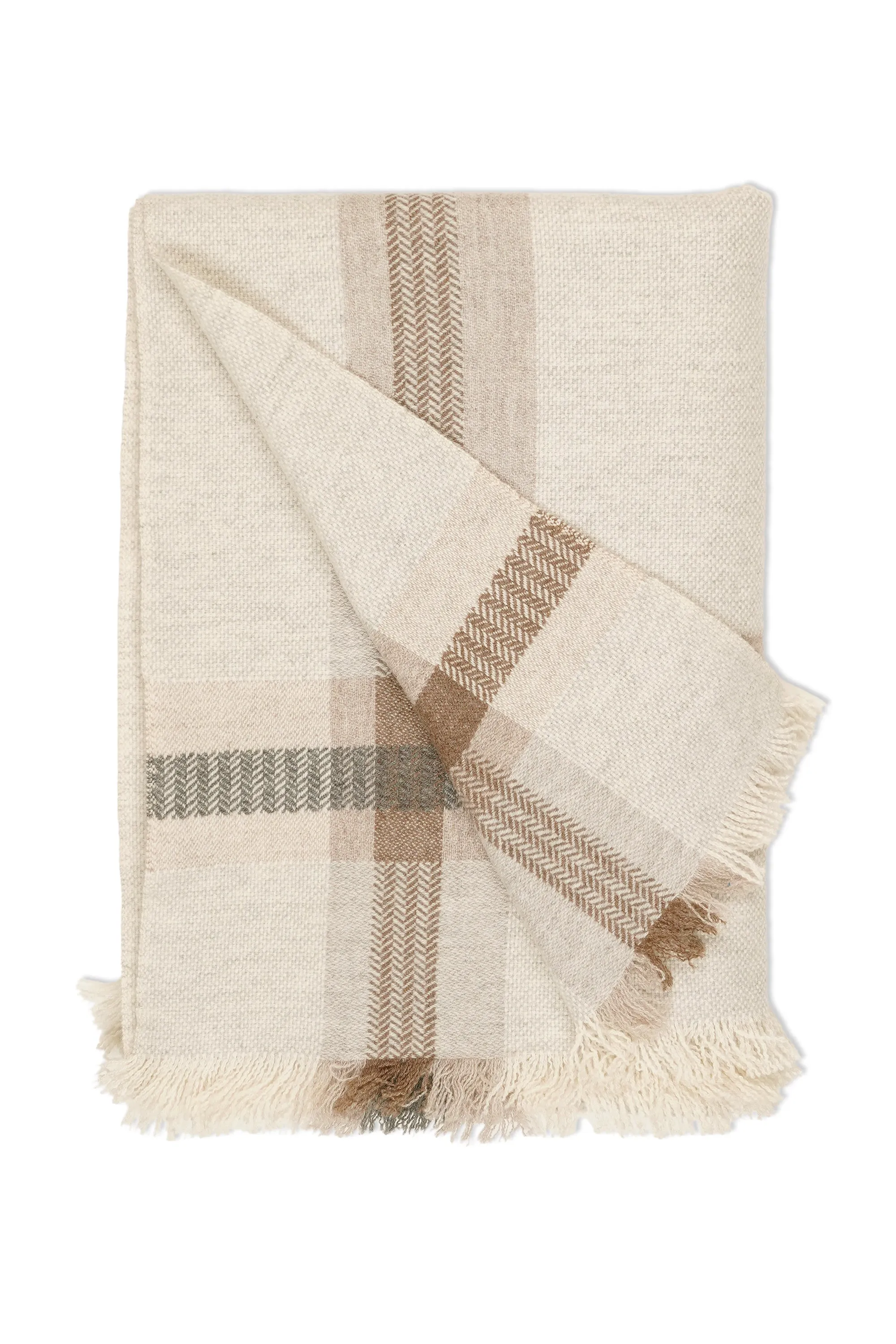Andrea's Grey/Cream Plaid Resca Cashmere Throw
