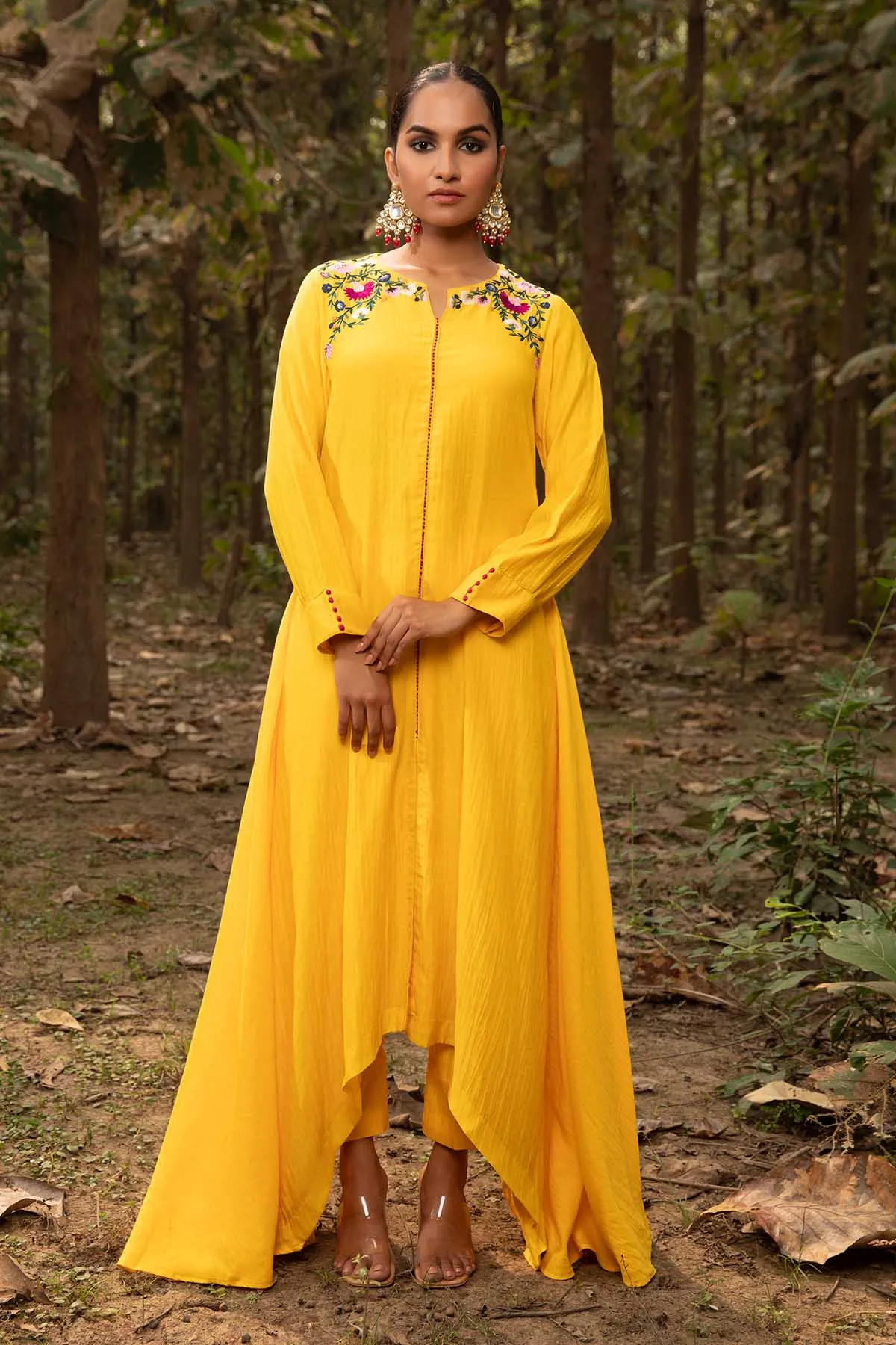 Asymmetrical Yellow Tunic Set