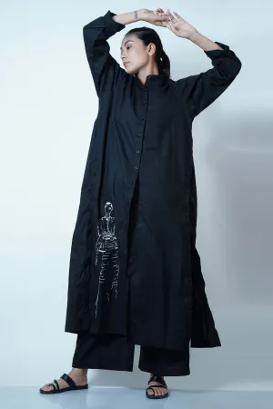 Black High Slit Tunic Set