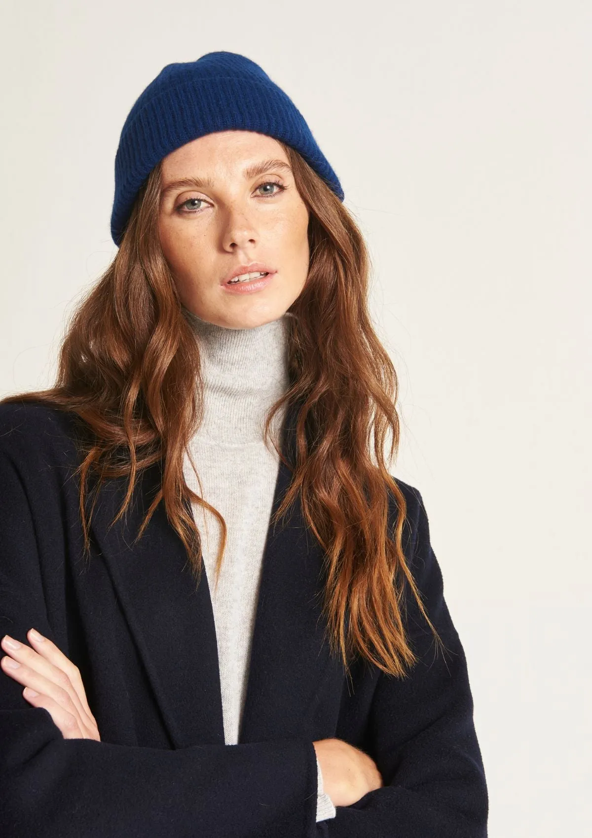 Cashmere Beanie in Midnight Blue