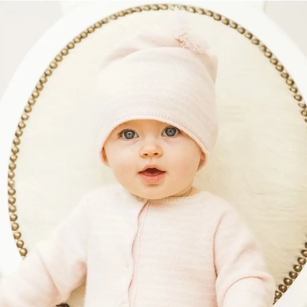 Cashmere beanie stripy blue *