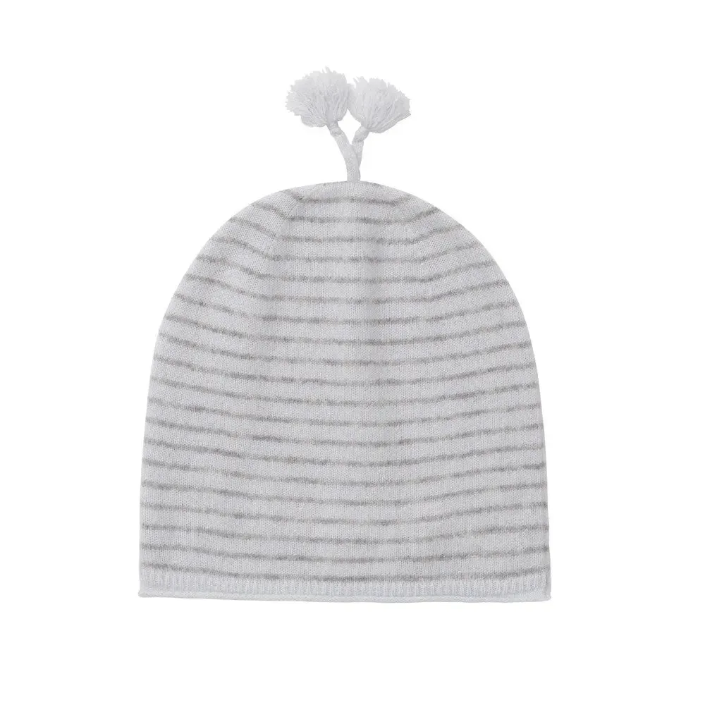 Cashmere beanie stripy blue *