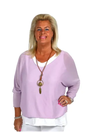 CATHERINELILLY ITG19005LPU 2 Piece Tunic - Lavender