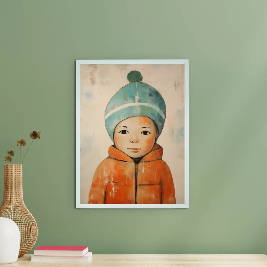 Chilled Dreams: Sowpeace's Premium Abstract Winter Boy Canvas – Handcrafted Indian-Inspired Art for Stylish Winter Home Interiors
