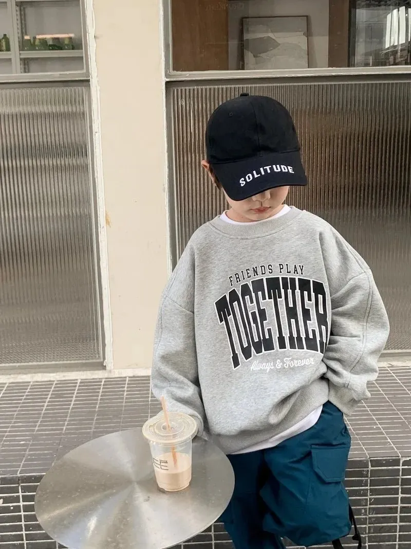 Cozy Kids' Playtime Sweatshirt in Grey & Red