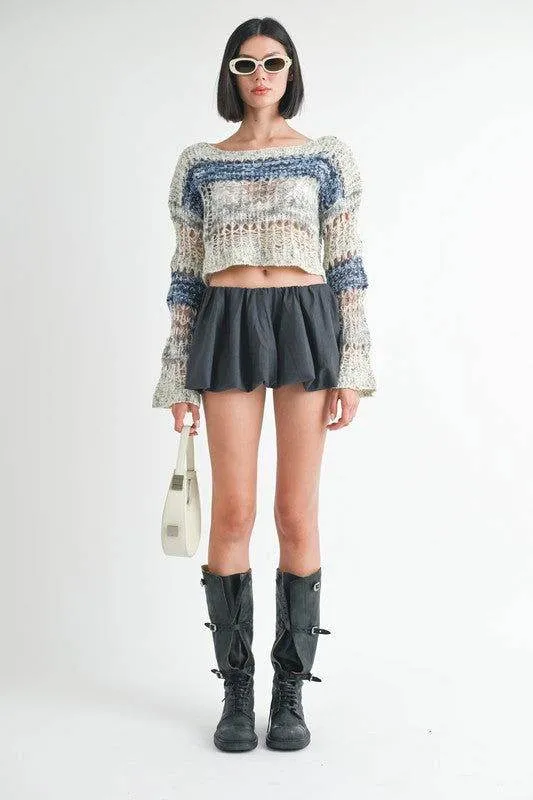 Emory Park Loose Knitted Crop Sweater