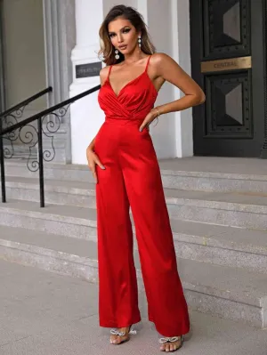 Fiery Scarlet Wide Leg Red Jumpsuit