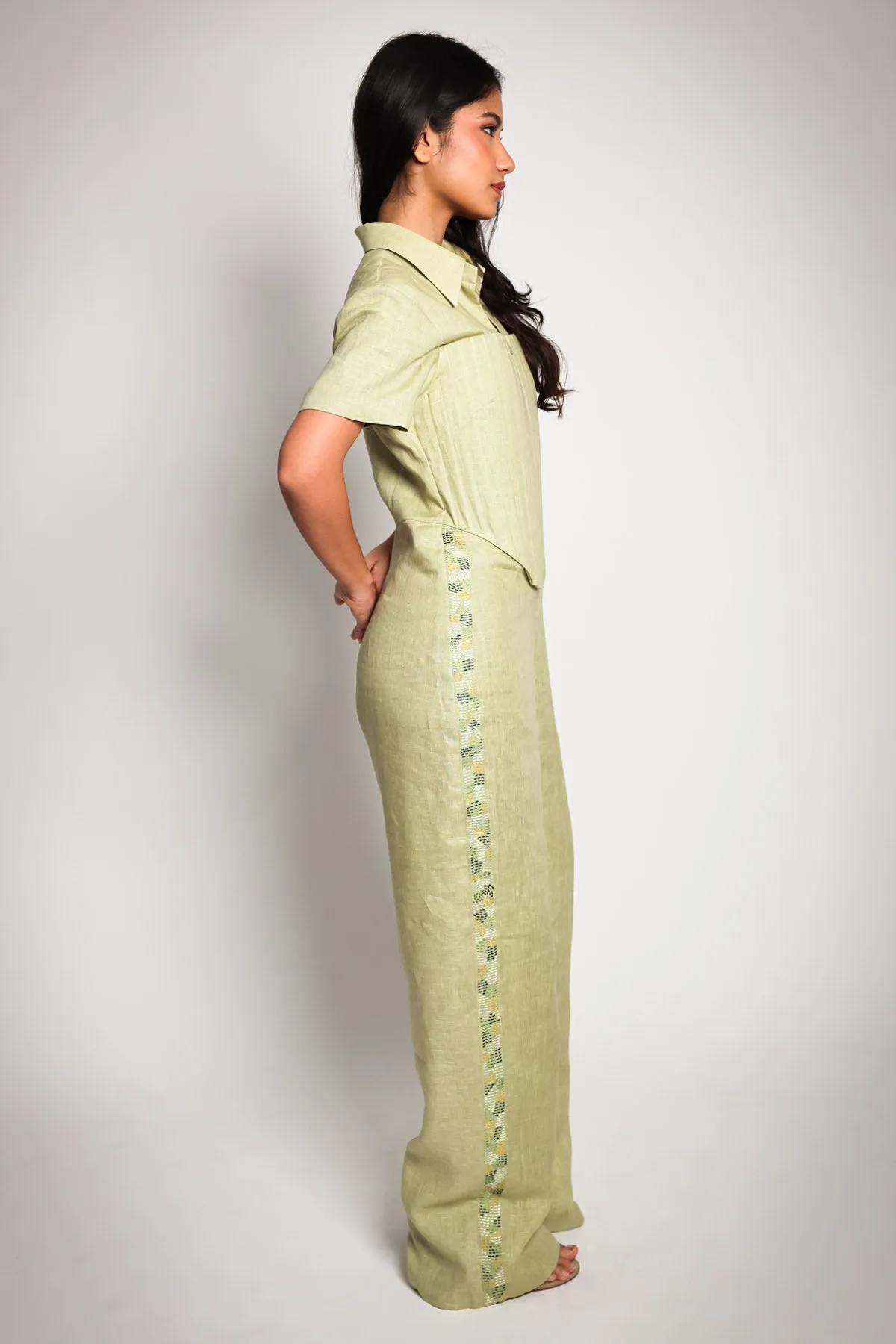 Green Collar Corset Jumpsuit