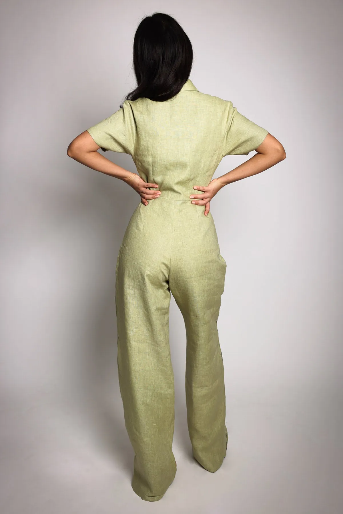 Green Collar Corset Jumpsuit