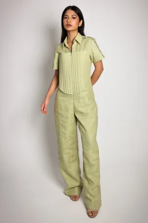 Green Collar Corset Jumpsuit