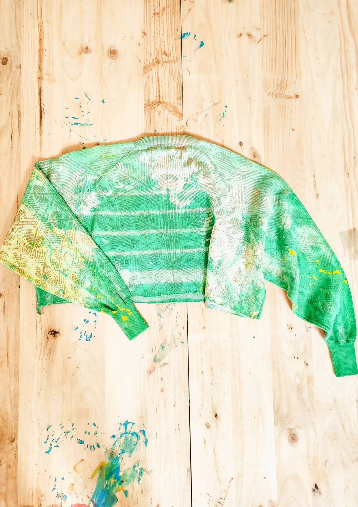 HANDPAINTED / CROPPED - SWEATER OVERSIZED - KNIT PEACOCK beige painted