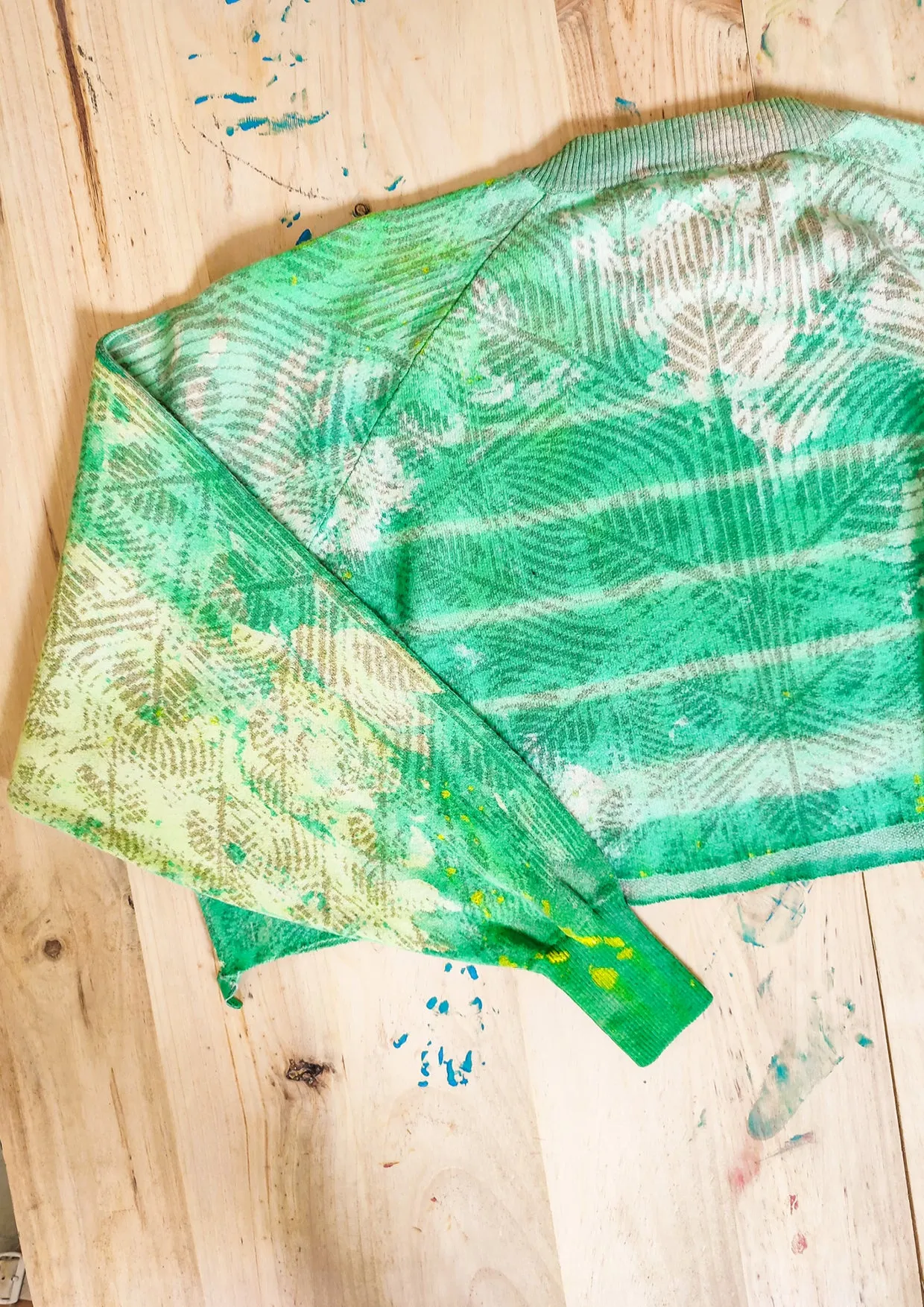 HANDPAINTED / CROPPED - SWEATER OVERSIZED - KNIT PEACOCK beige painted