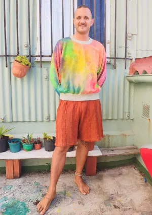 HANDPAINTED - SWEATER OVERSIZED - KNIT PEACOCK beige painted