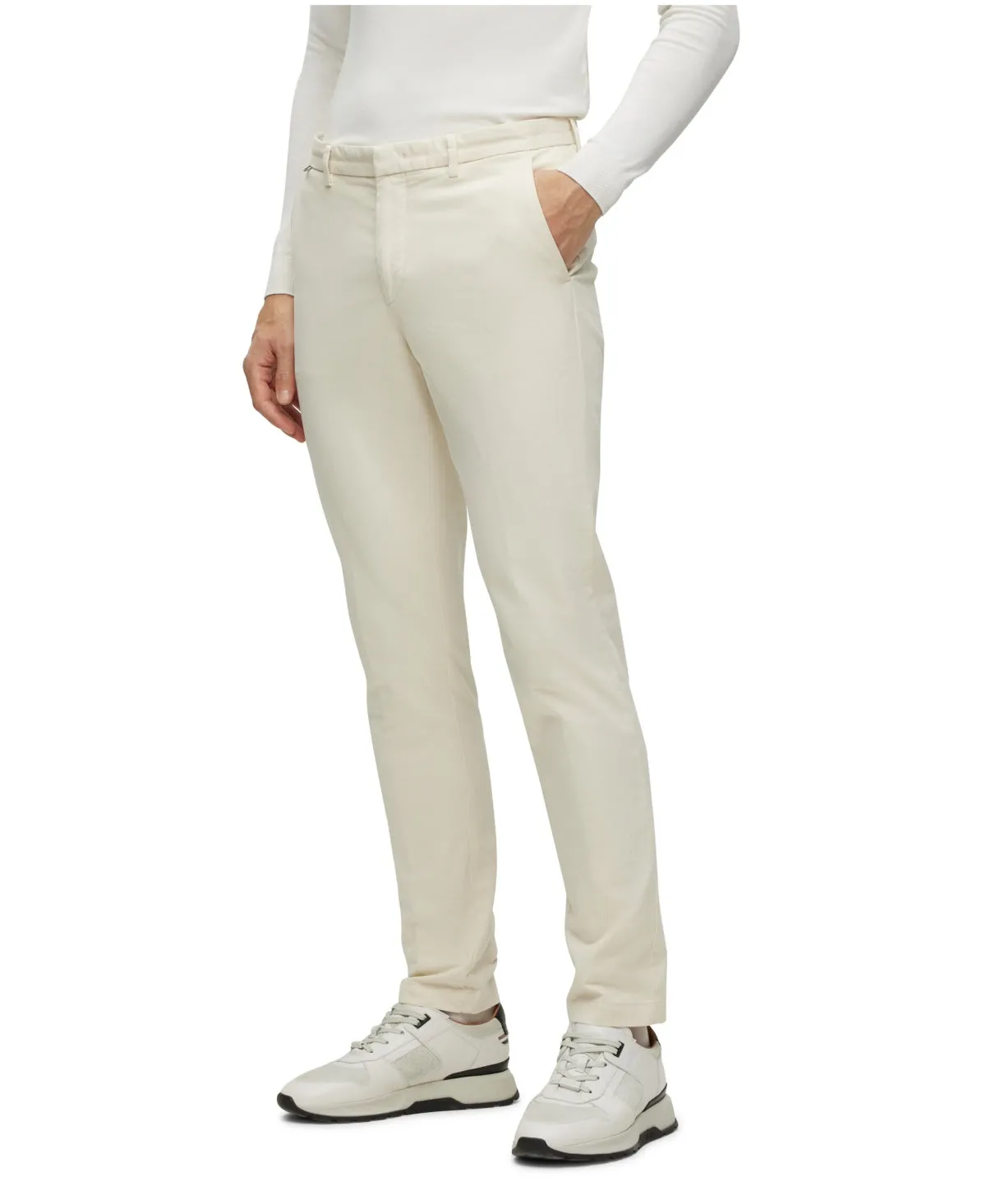 Hugo Boss Mens Kaito Slim Fit Chinos Pants 36 x 30 White Solid