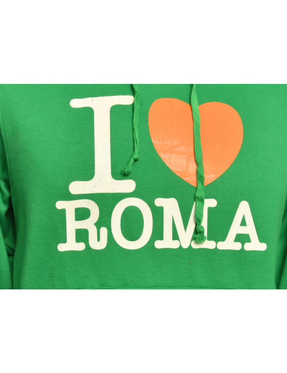 I Love Roma Printed Hoodie - M