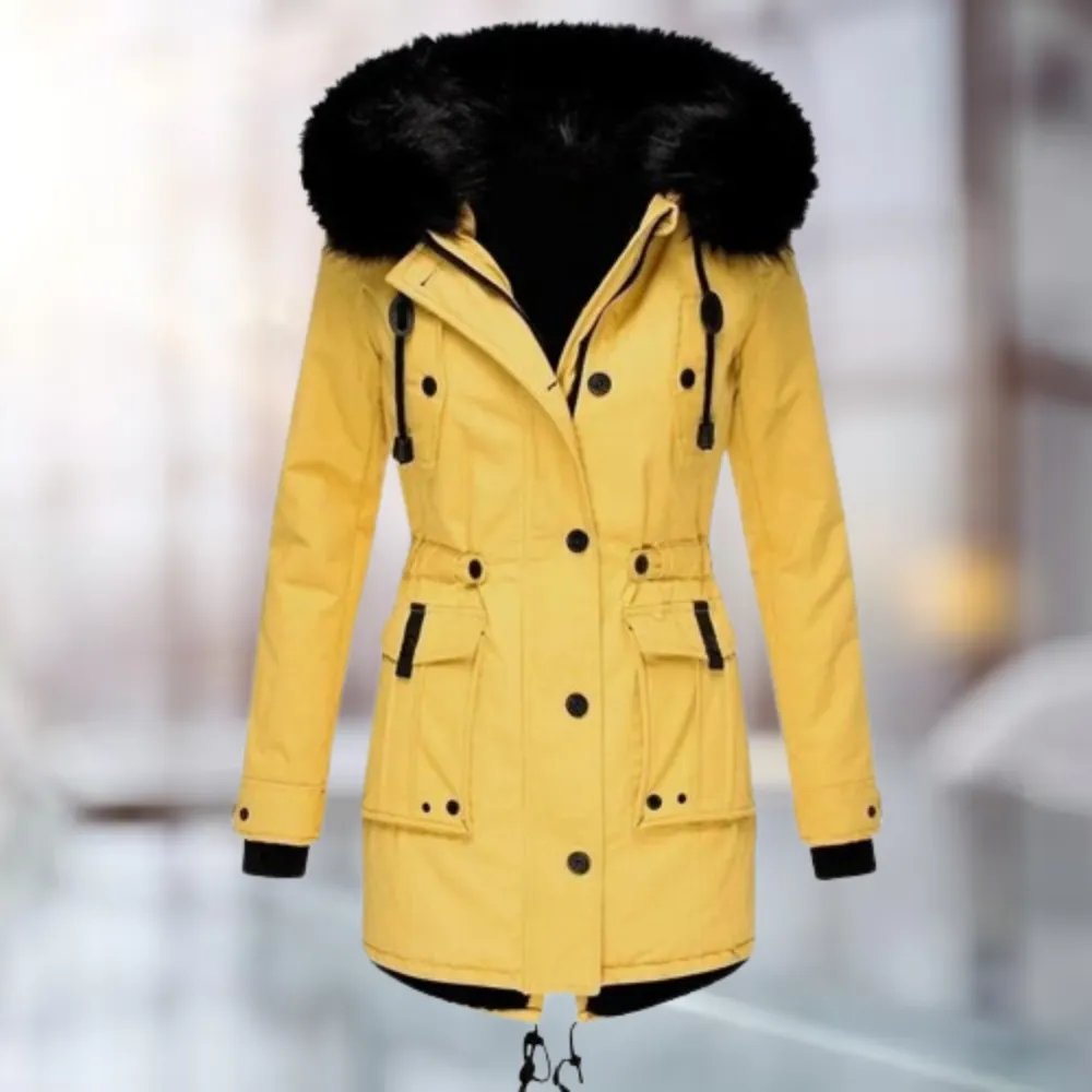Julia Parka | Stijlvolle Winterjas met faux bontkraag en trekkoord taille voor dames