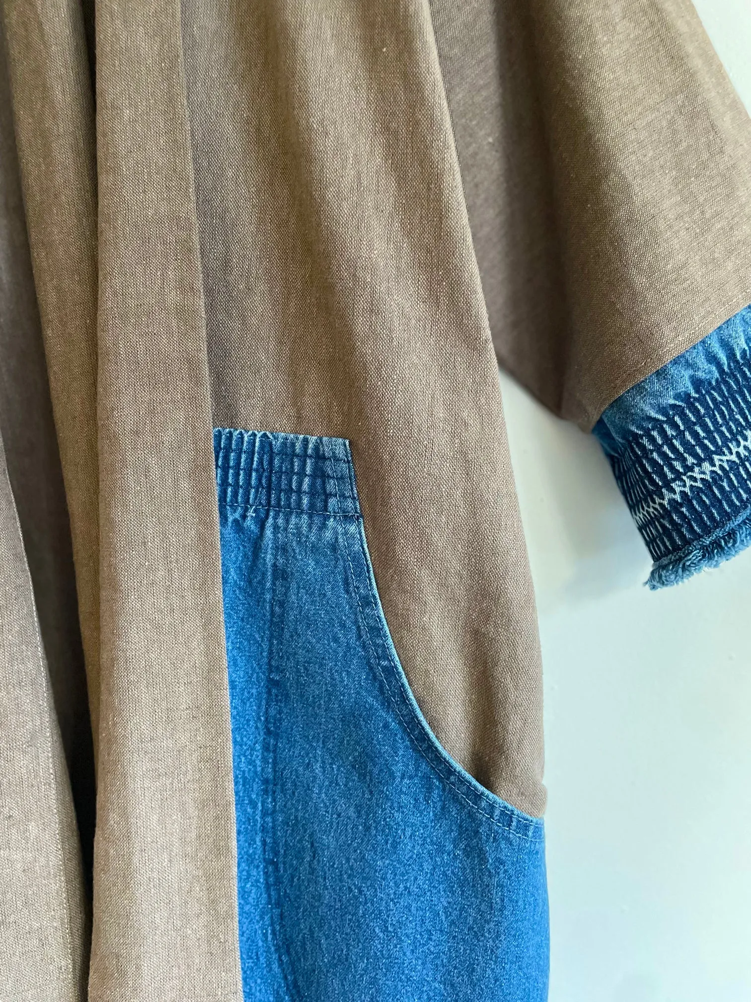 Linen Kimono With Denim Details