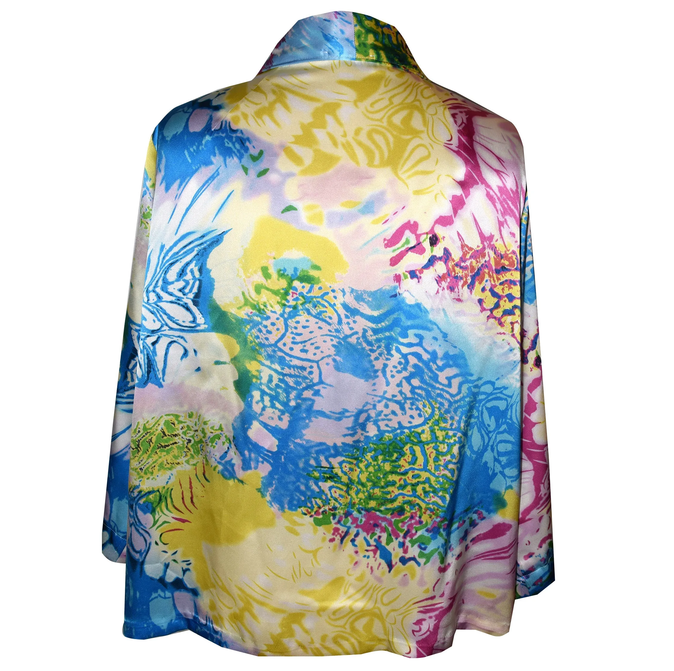 Luxurious Sea Coral, Blue Citrine Silk Kimono Jacket