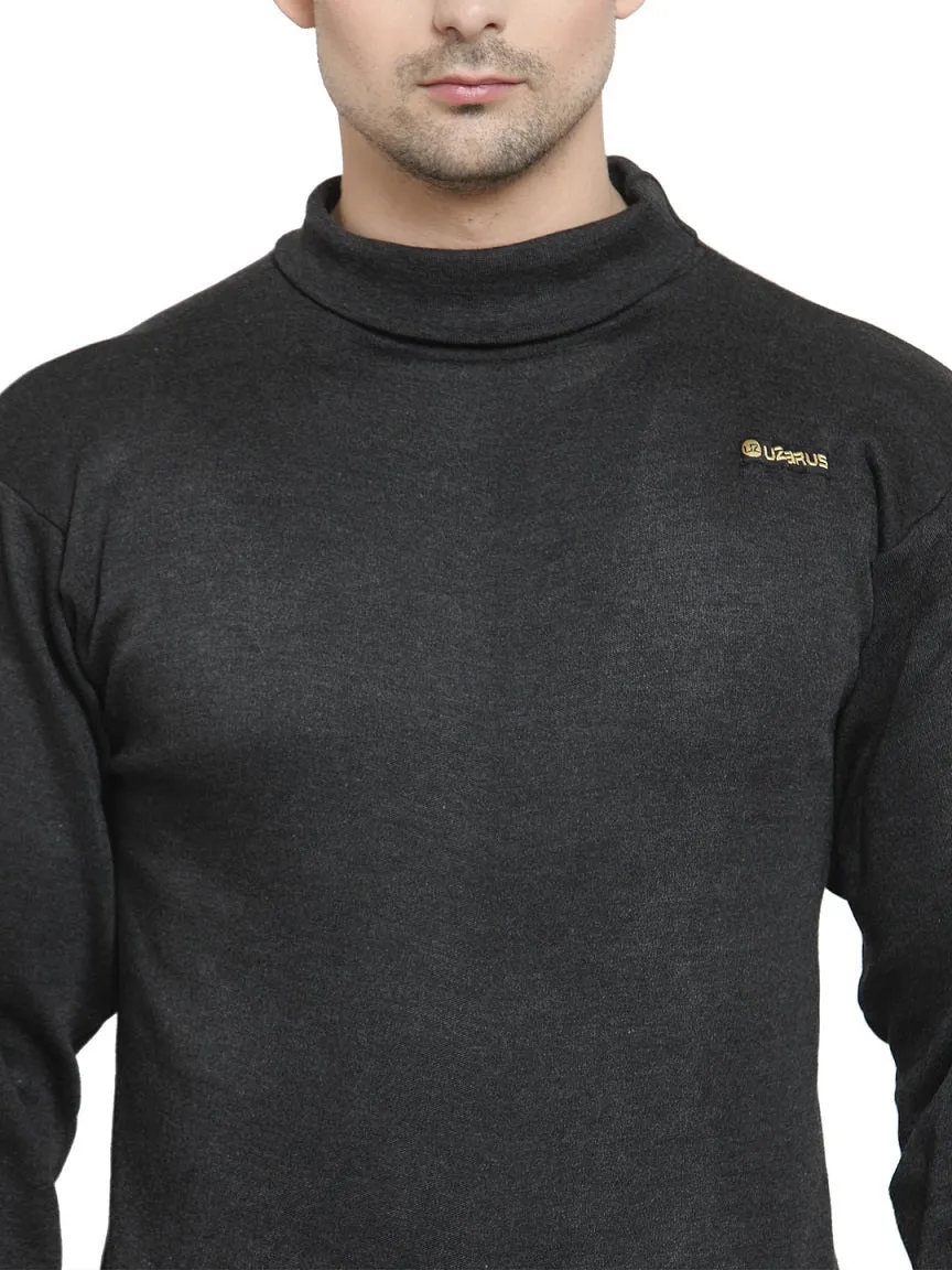 MEN'S SOLID HIGH NECK THERMAL WEAR TOP AND BOTTOM SET