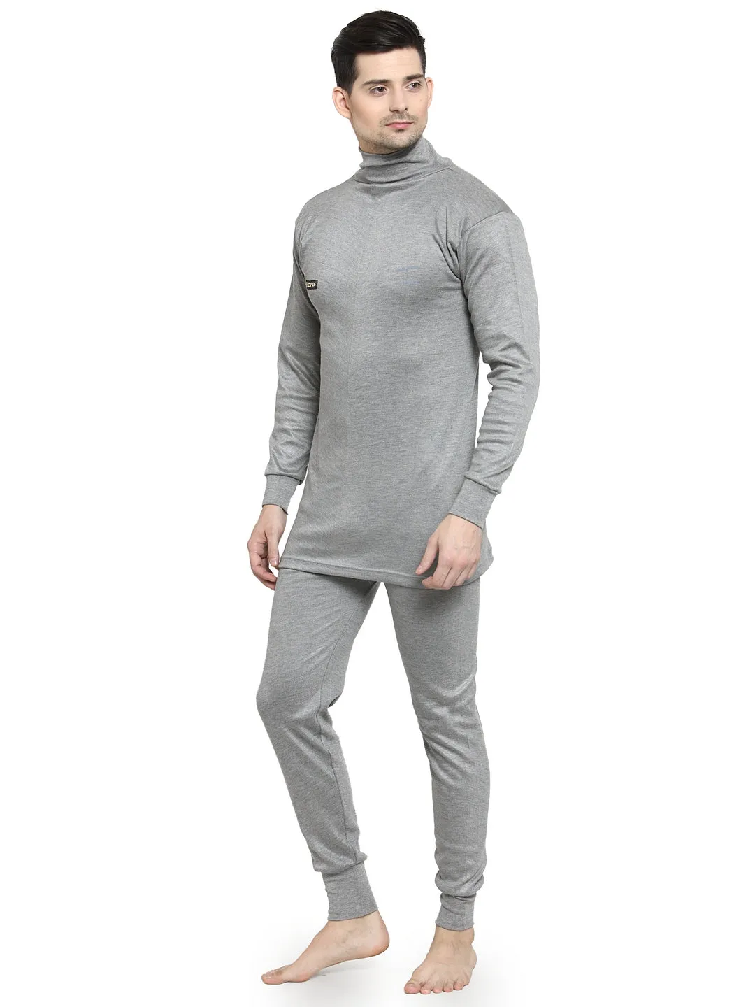 MEN'S SOLID HIGH NECK THERMAL WEAR TOP AND BOTTOM SET