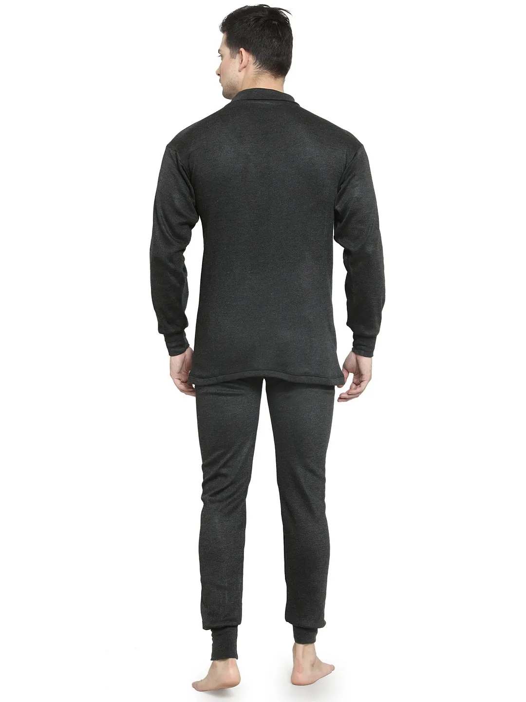MEN'S SOLID HIGH NECK THERMAL WEAR TOP AND BOTTOM SET