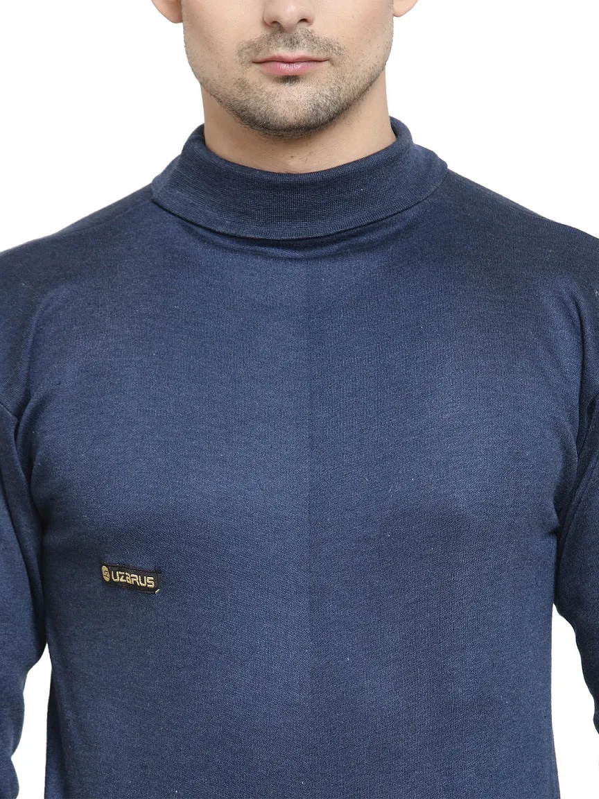 MEN'S SOLID HIGH NECK THERMAL WEAR TOP AND BOTTOM SET