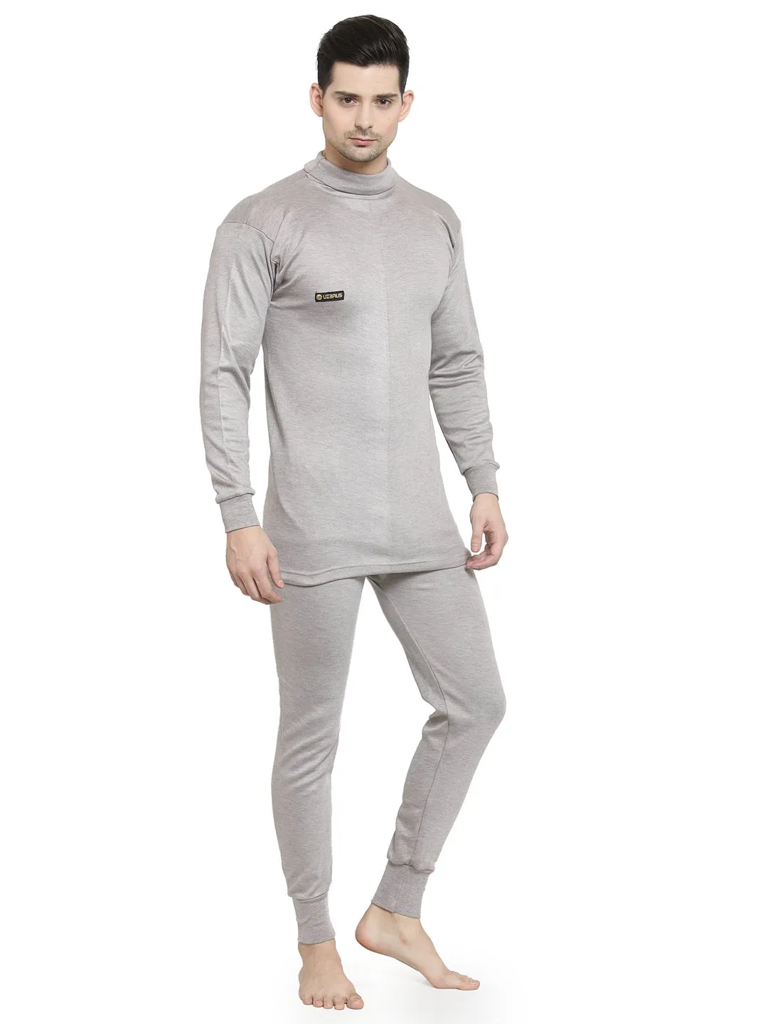 MEN'S SOLID HIGH NECK THERMAL WEAR TOP AND BOTTOM SET