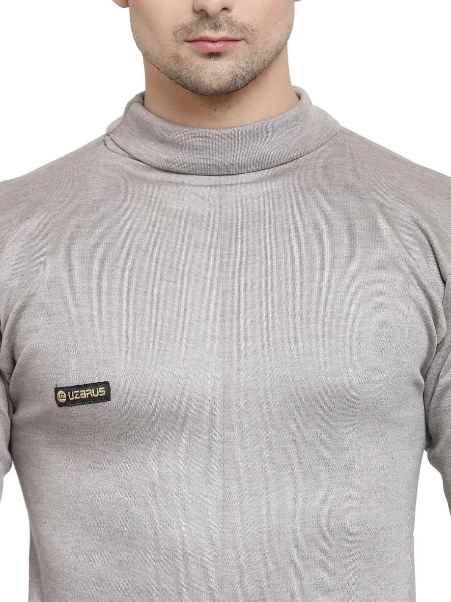MEN'S SOLID HIGH NECK THERMAL WEAR TOP AND BOTTOM SET