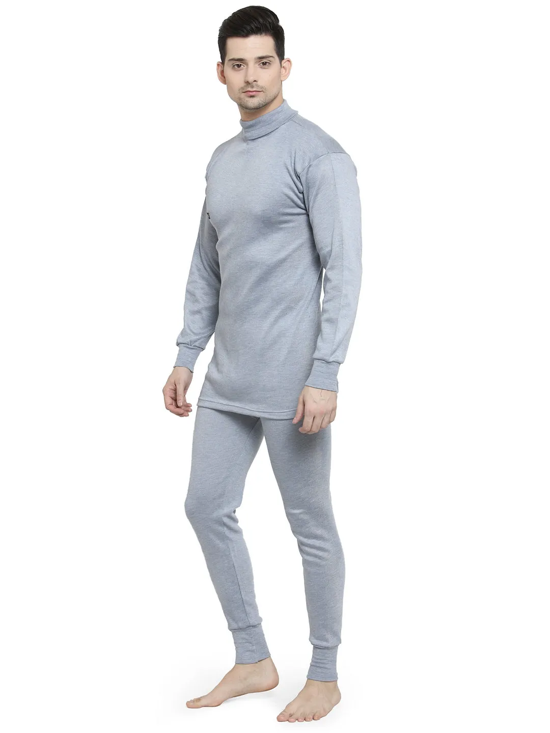 MEN'S SOLID HIGH NECK THERMAL WEAR TOP AND BOTTOM SET