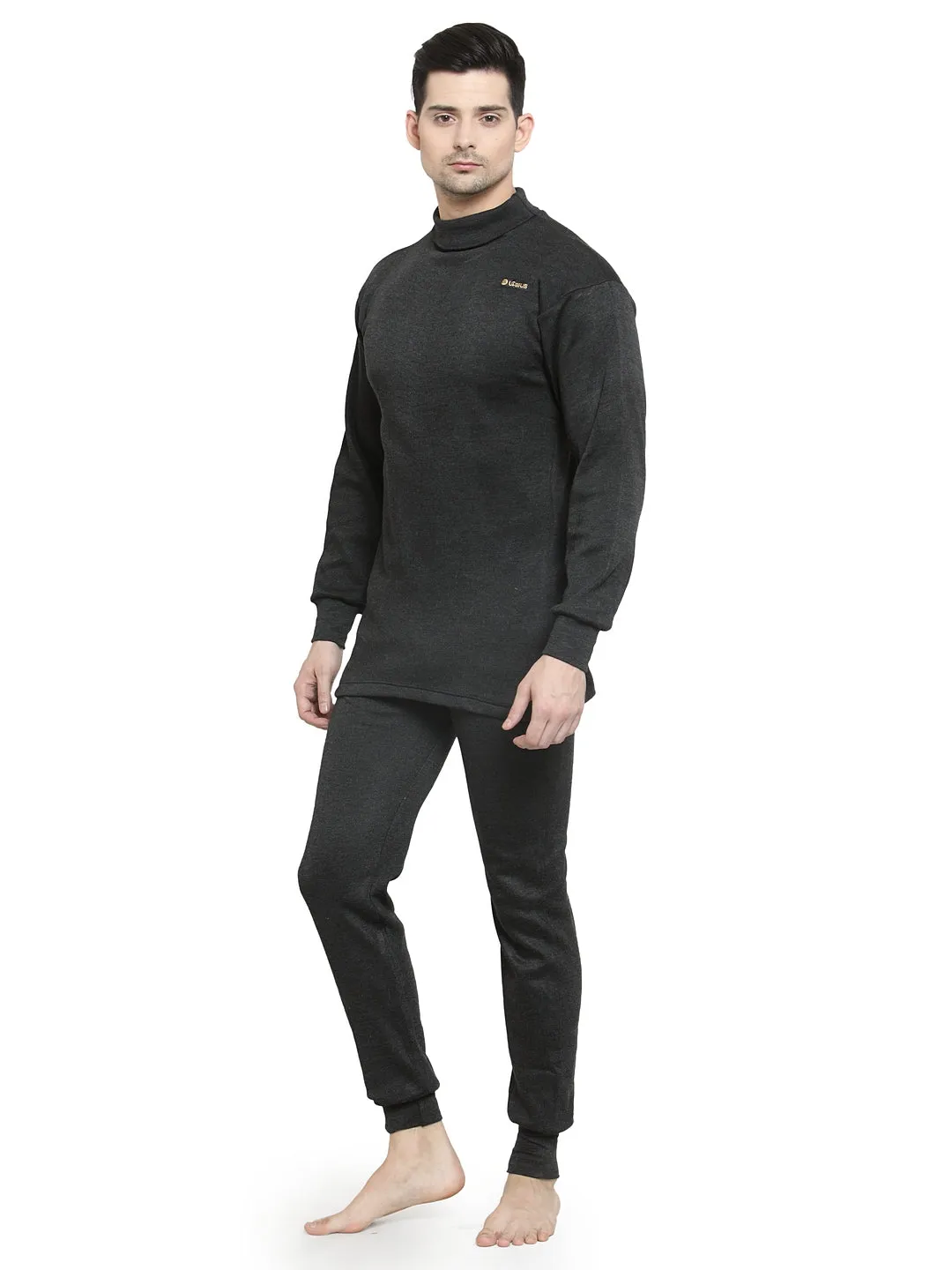 MEN'S SOLID HIGH NECK THERMAL WEAR TOP AND BOTTOM SET