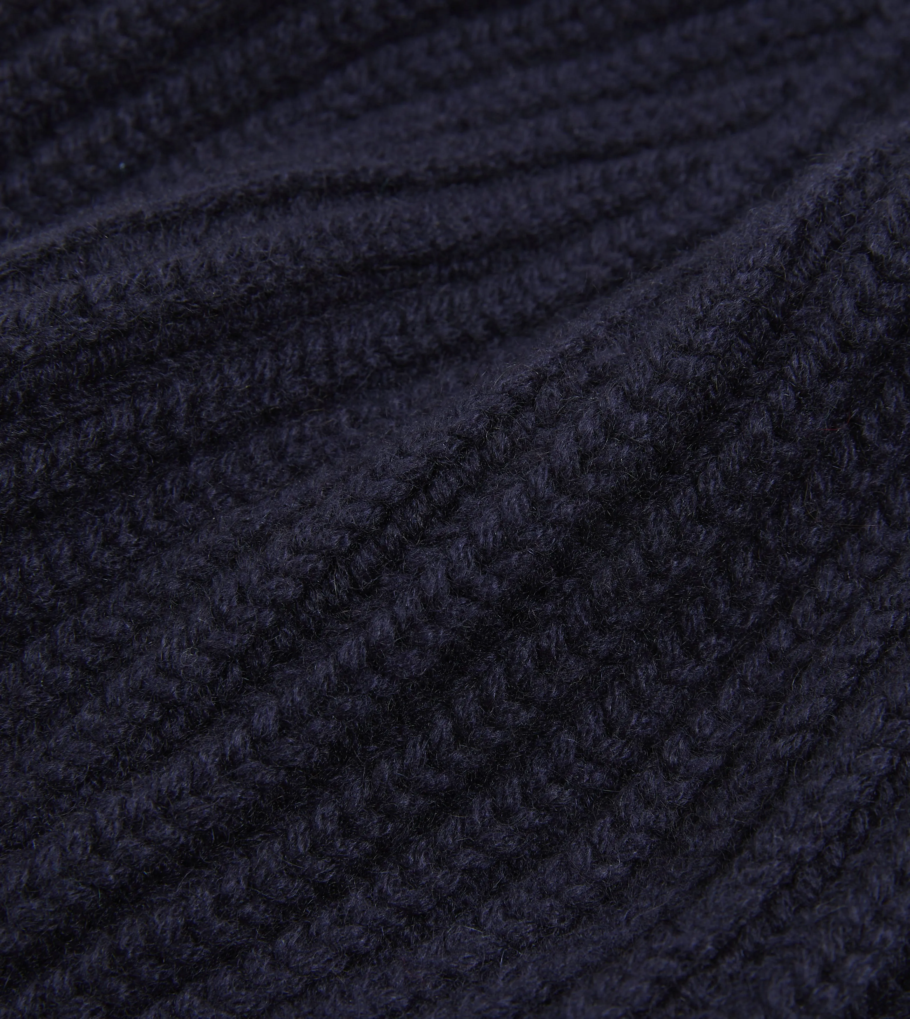 Navy Cashmere Ribbed Knit Beanie