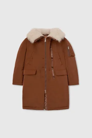 Parka in tessuto marrone