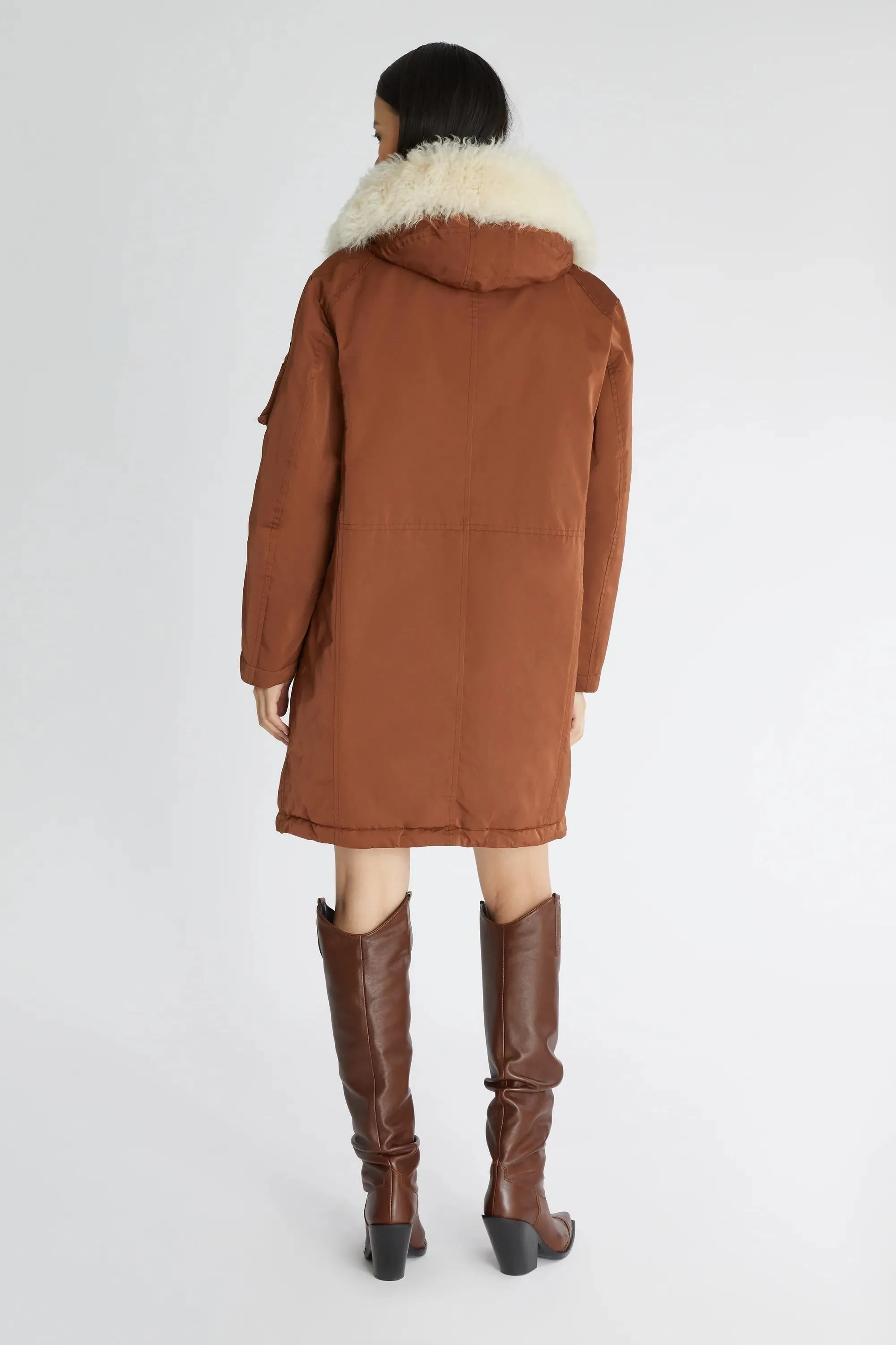 Parka in tessuto marrone