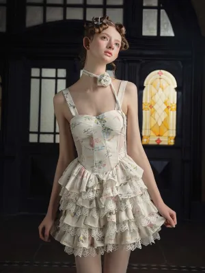 Printed Lace Slip Cake Dress