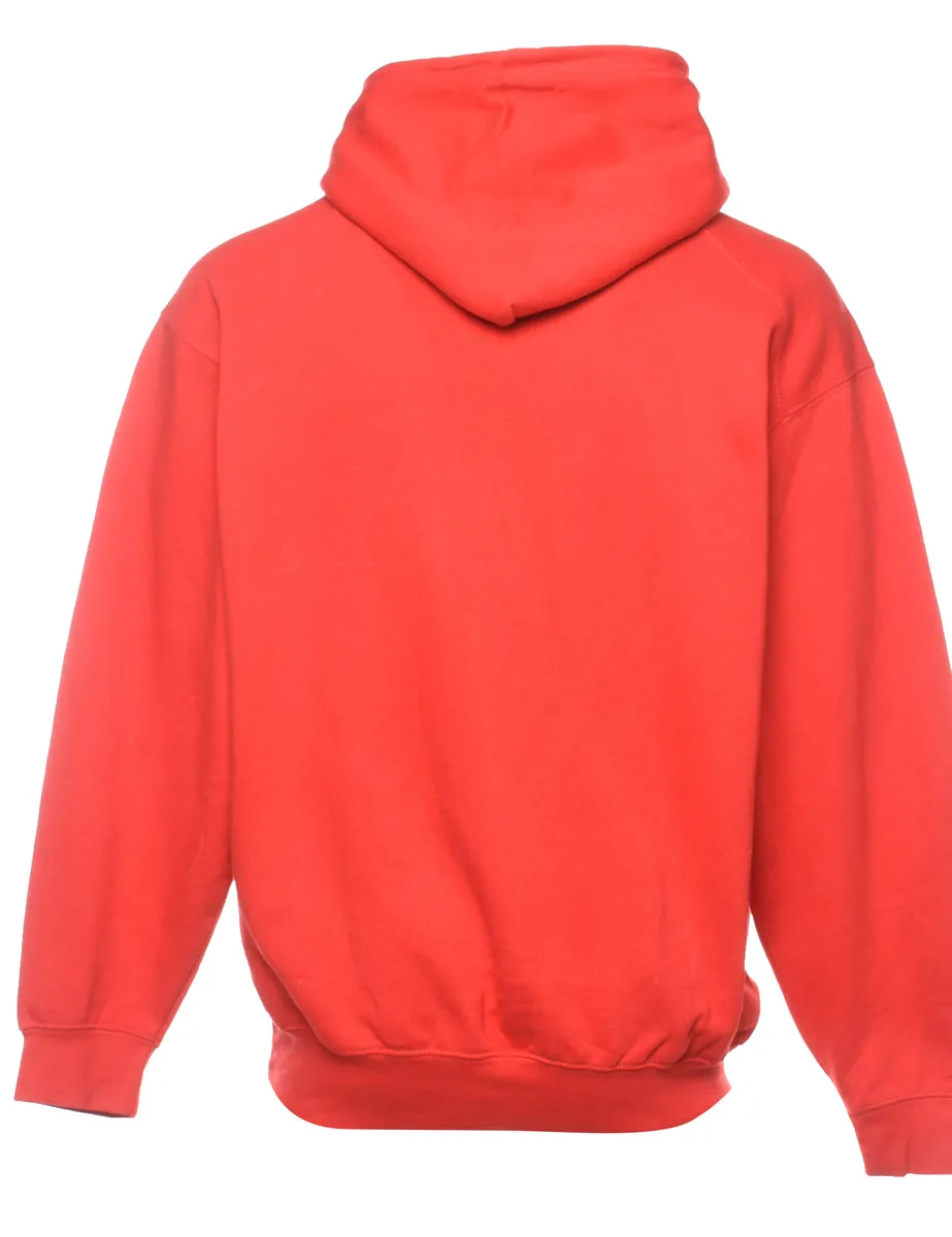 Red & Grey Baseball Printed Hoodie - L
