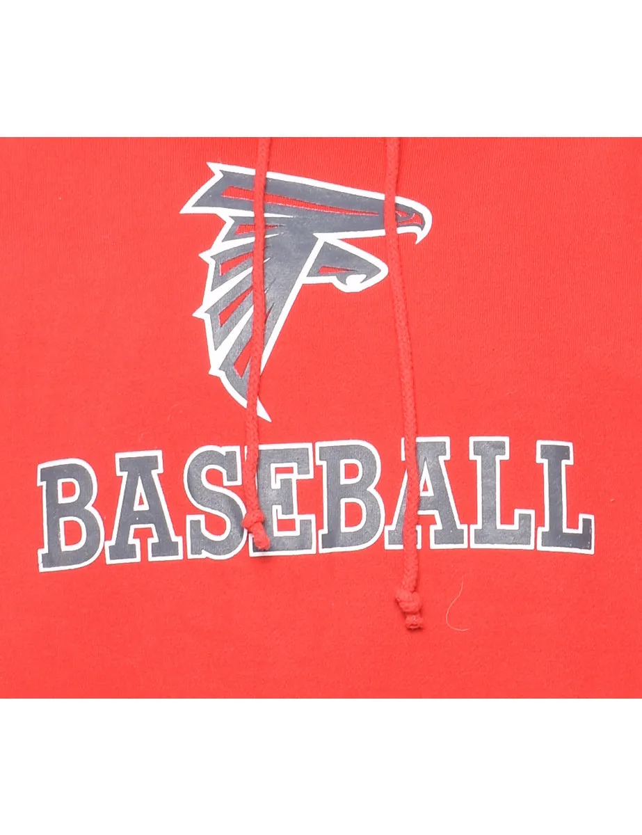 Red & Grey Baseball Printed Hoodie - L