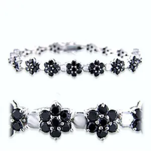 Rhodium Brass Bracelet with AAA Grade CZ in Jet for Women Style 36706
