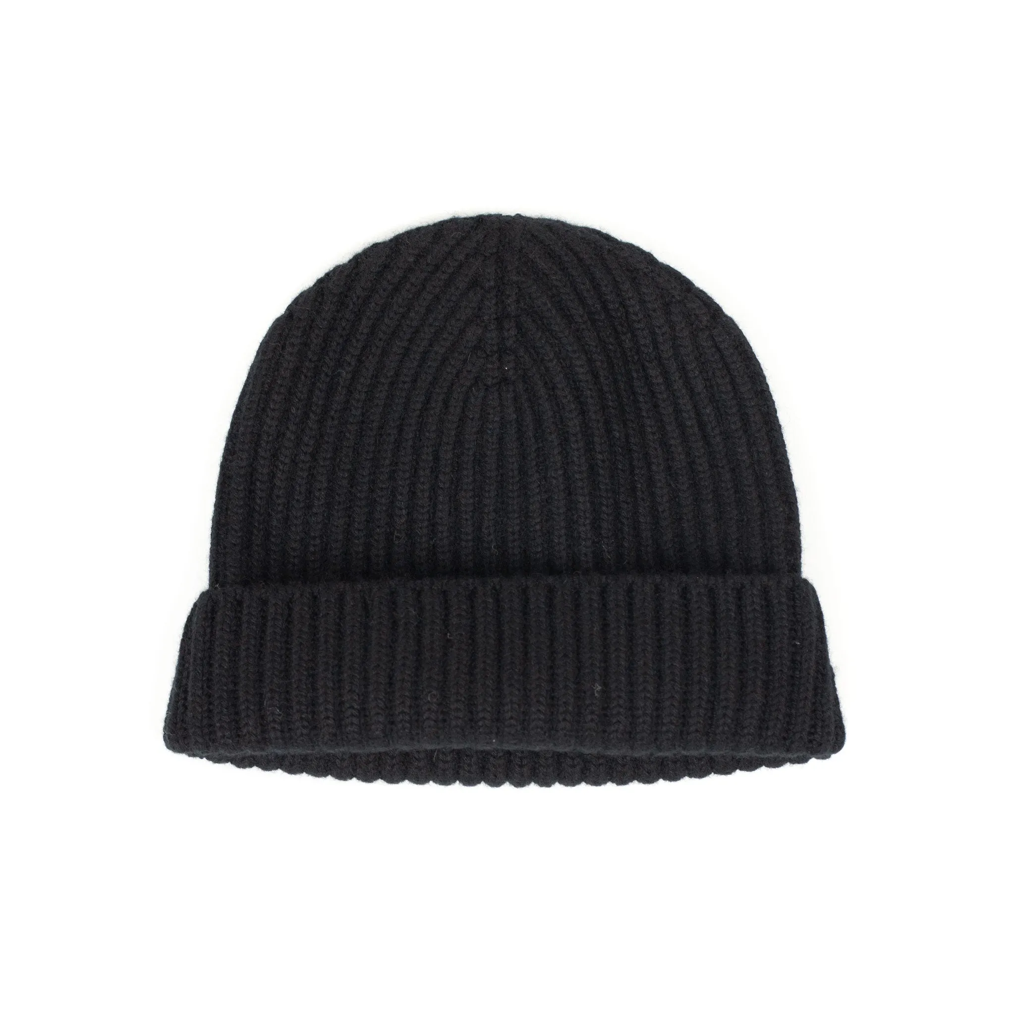 Ribbed hat in Black 4-ply pure cashmere
