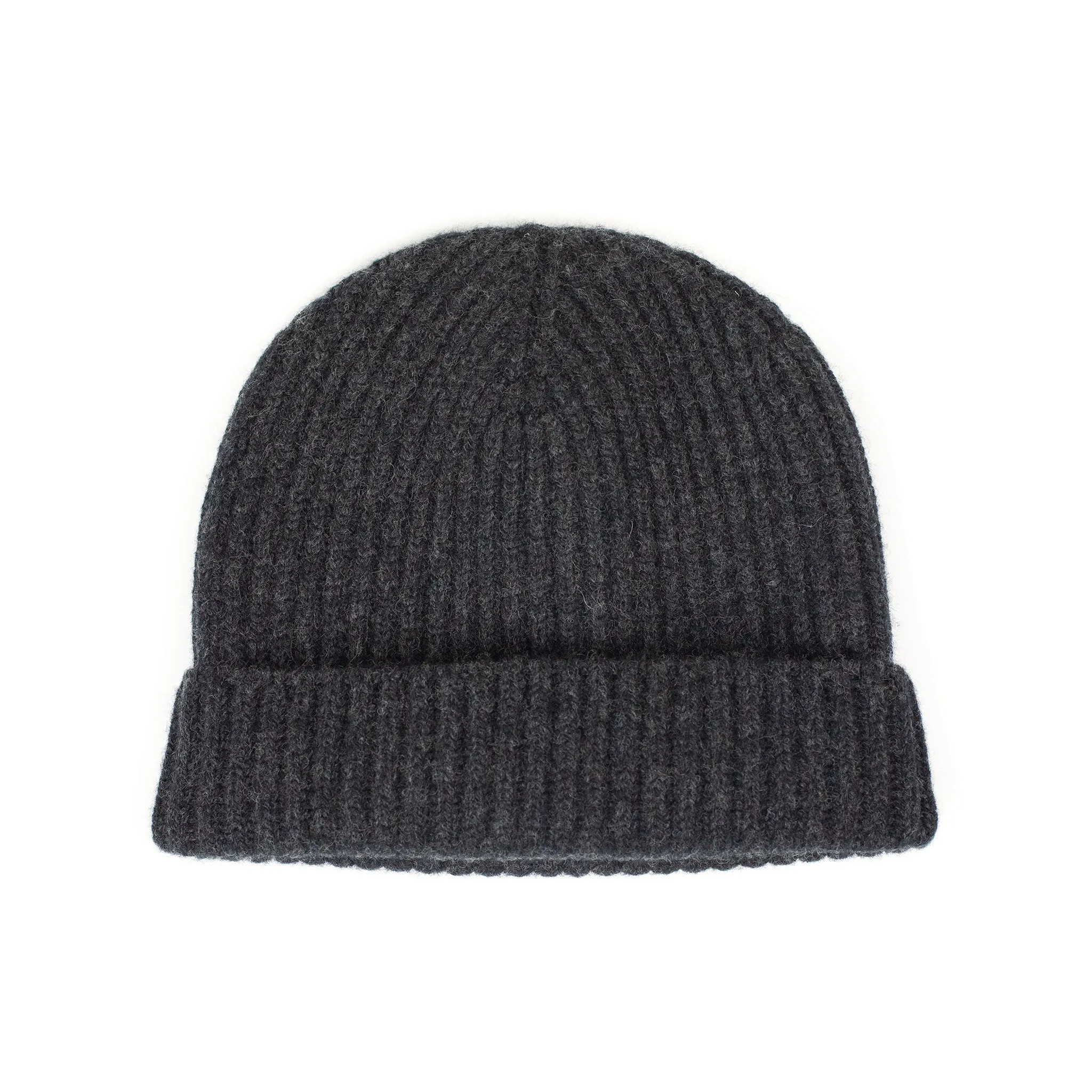 Ribbed hat in Charcoal 4-ply pure cashmere