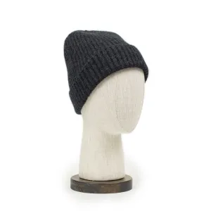 Ribbed hat in Charcoal 4-ply pure cashmere