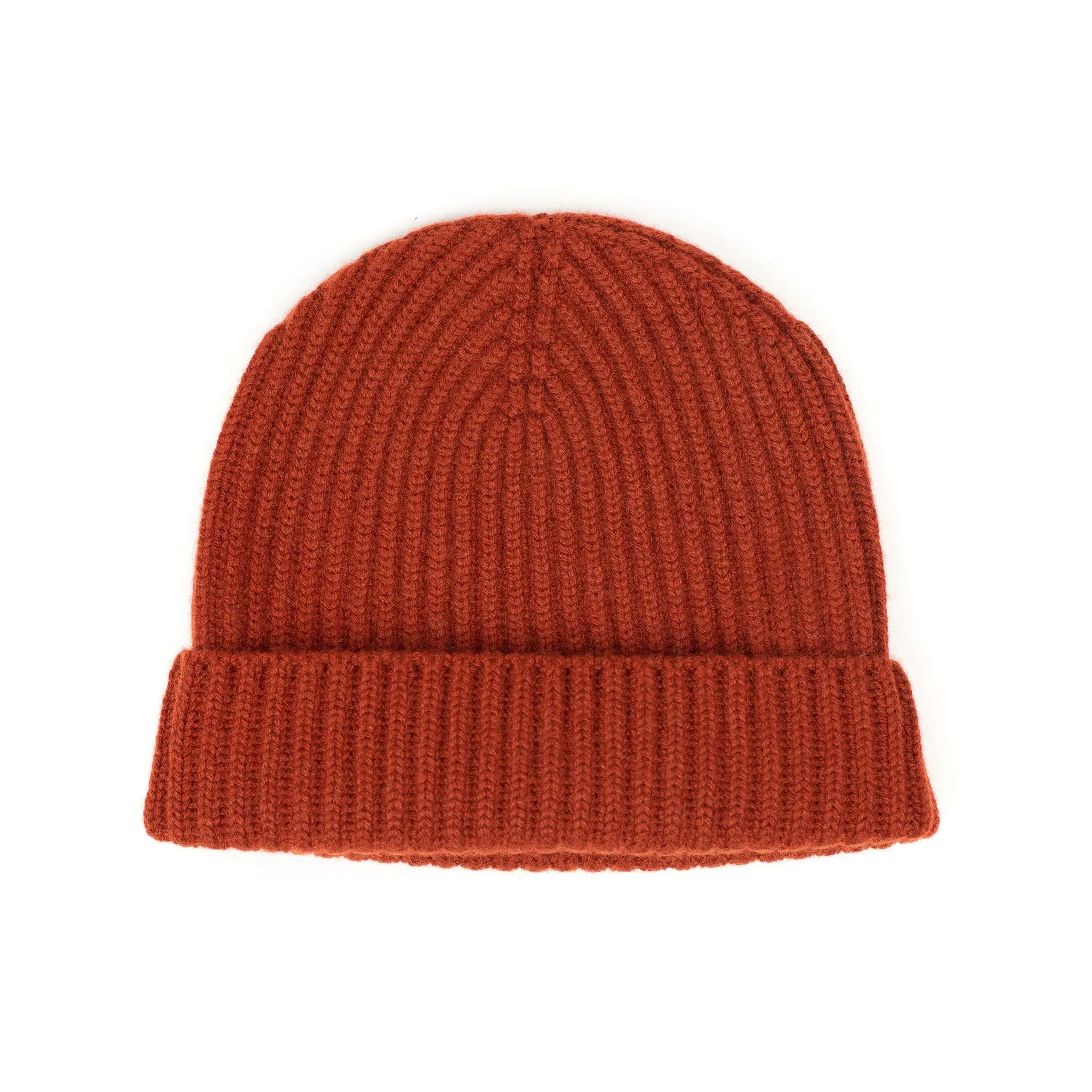 Ribbed hat in Harissa 4-ply pure cashmere
