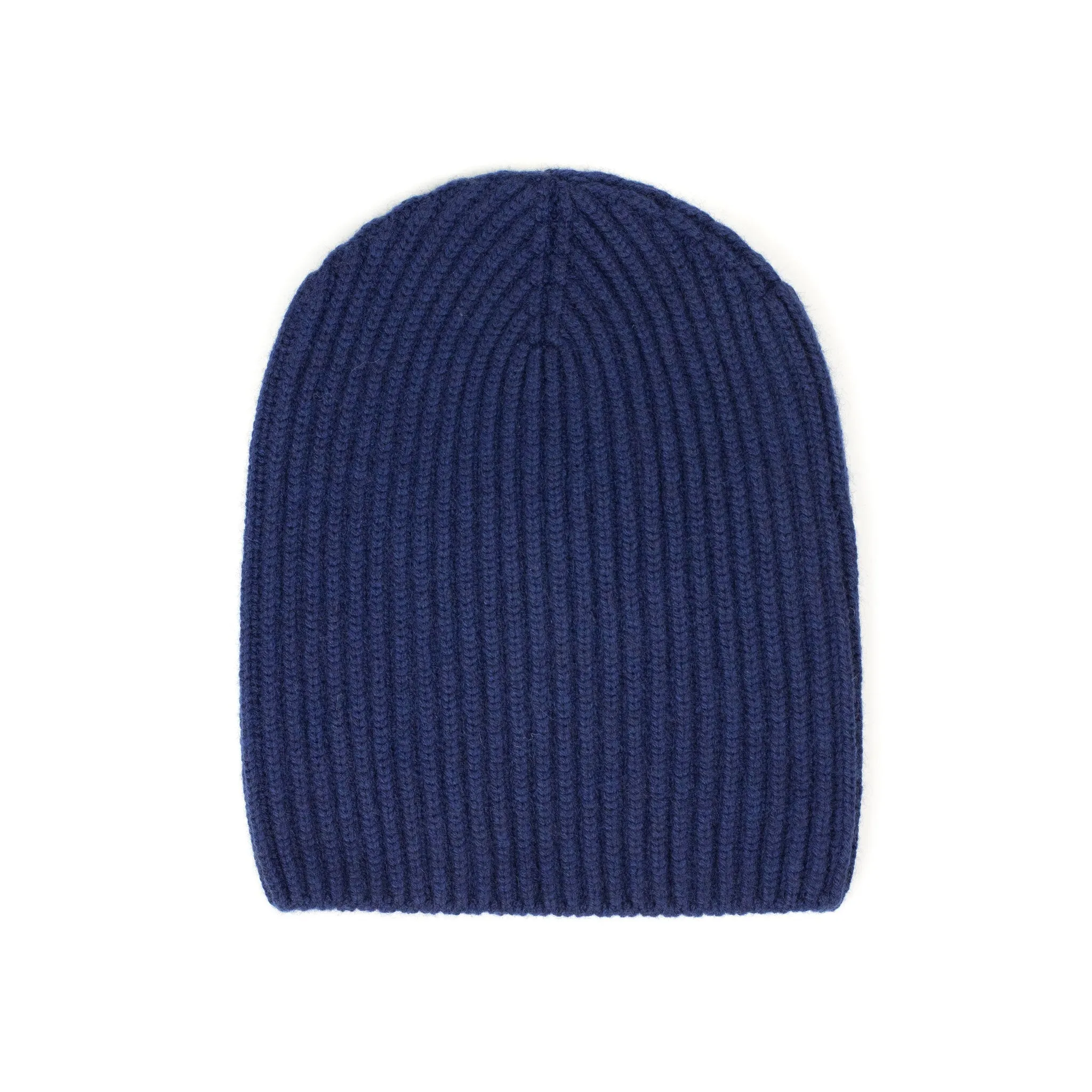 Ribbed hat in Inchiostro blue 4-ply pure cashmere