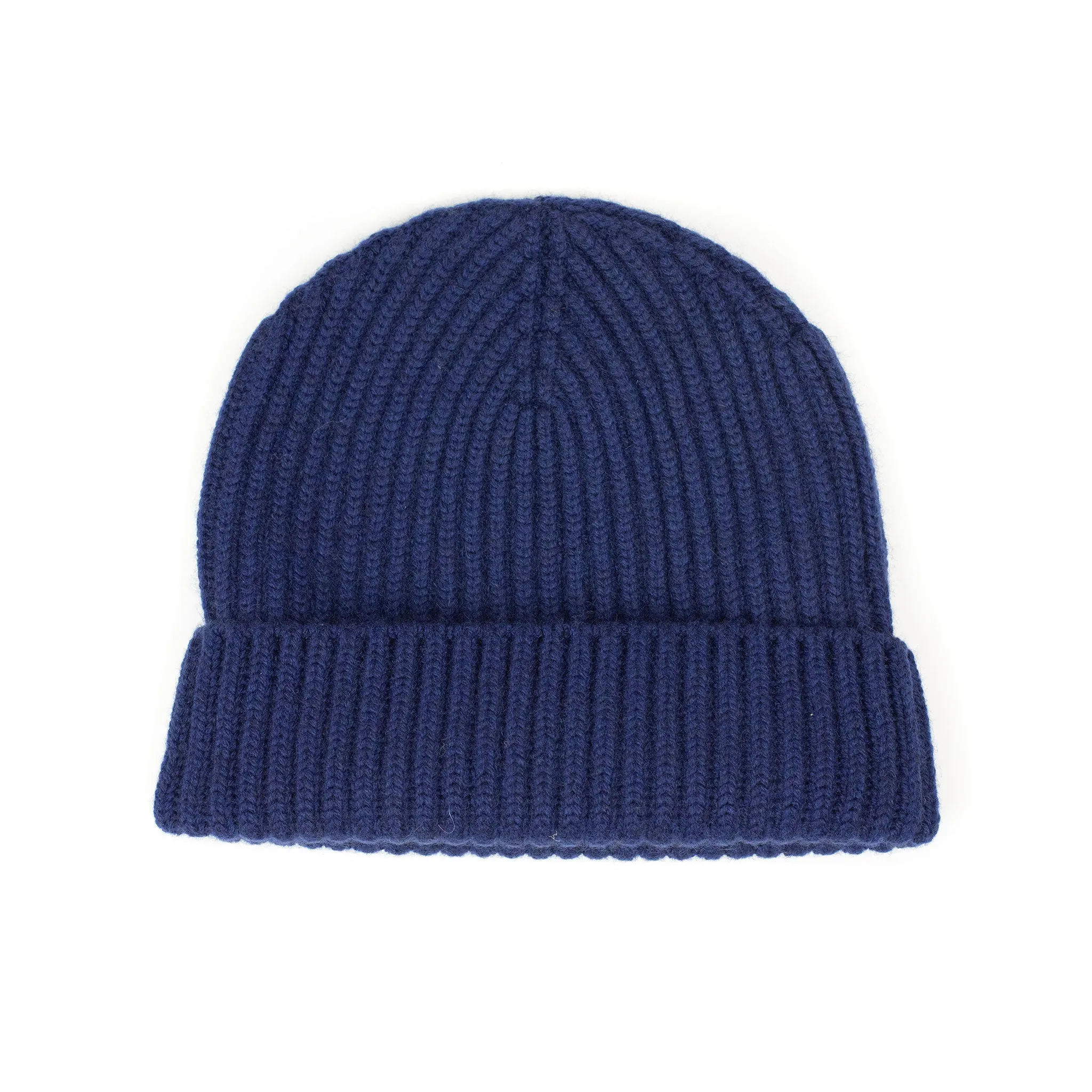 Ribbed hat in Inchiostro blue 4-ply pure cashmere