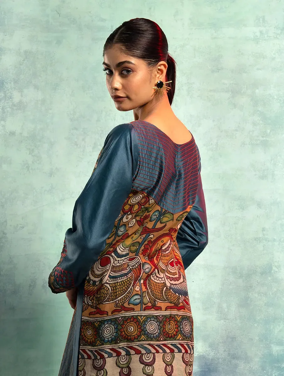 Semistitched Chanderi Kalamkari Short Tunic