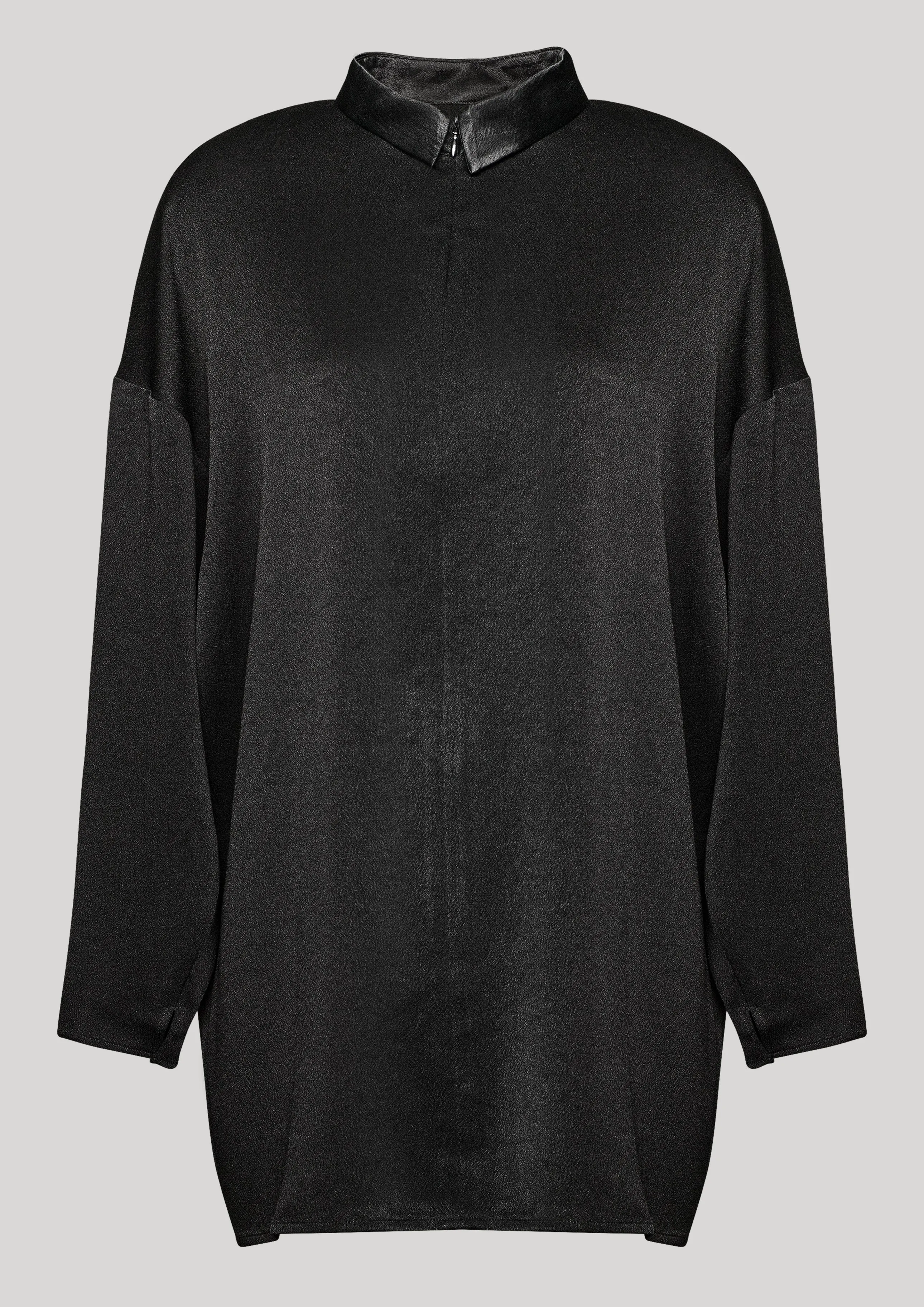 SHIRT COLLAR ZIP - HEAVY DRAPING black