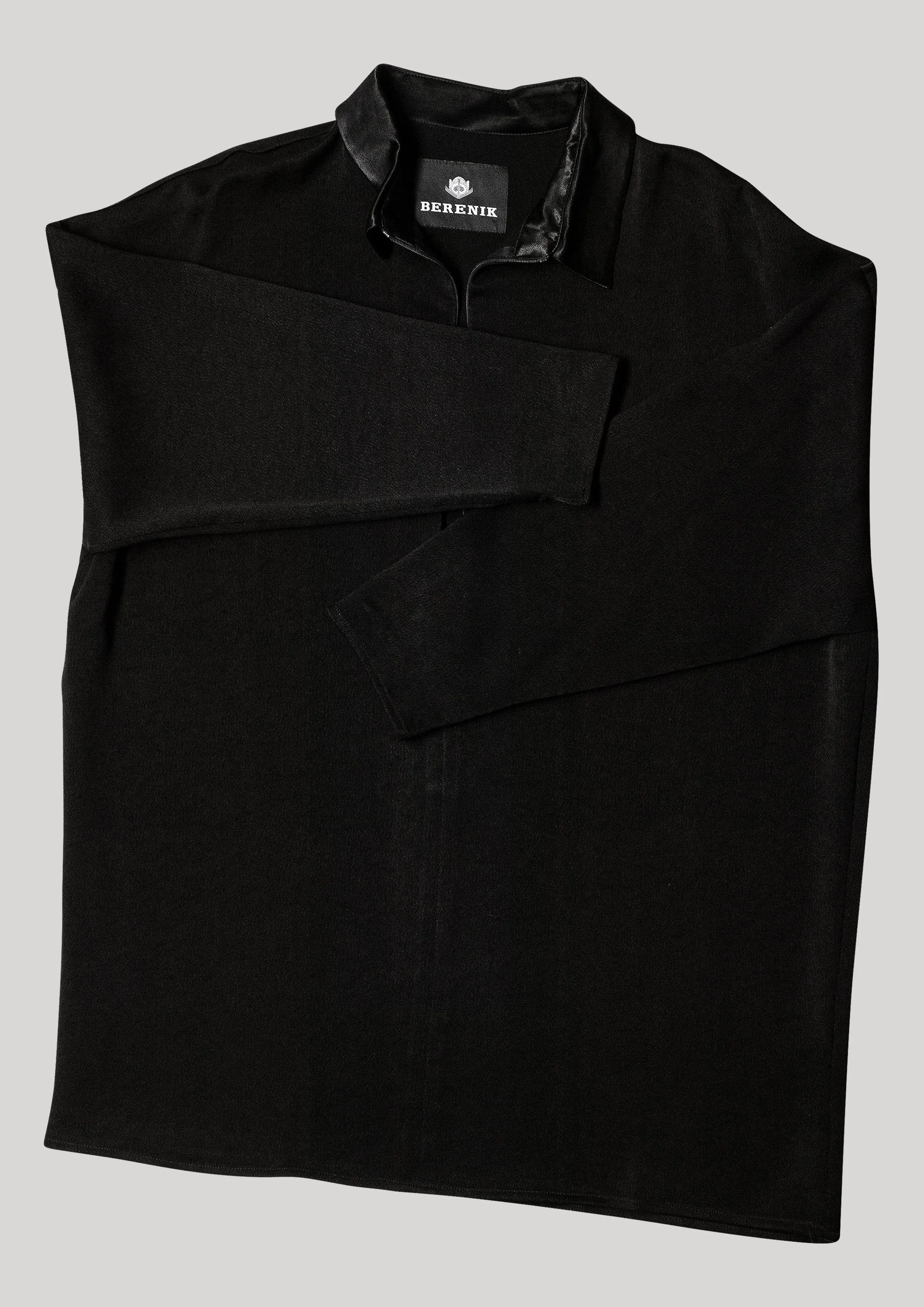 SHIRT COLLAR ZIP - HEAVY DRAPING black