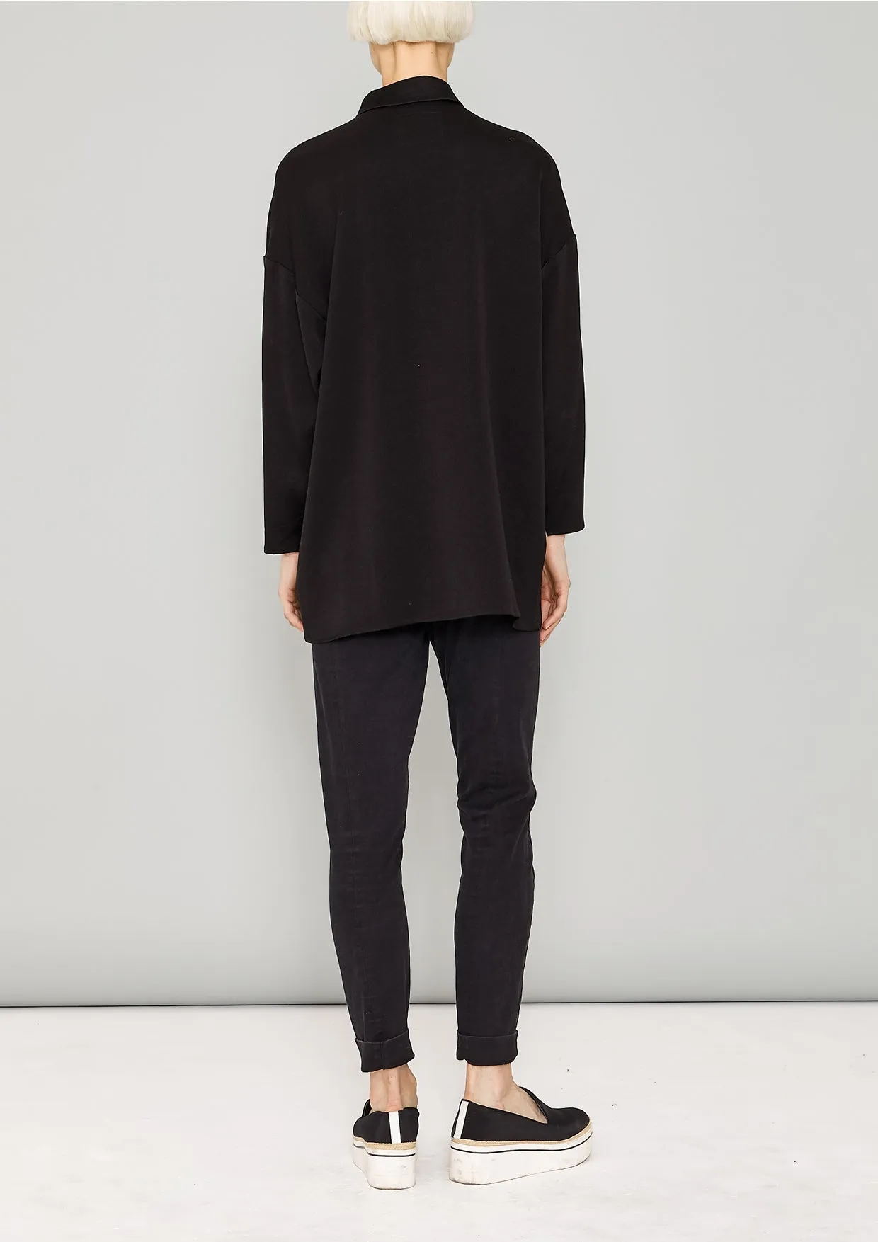 SHIRT COLLAR ZIP - HEAVY DRAPING black