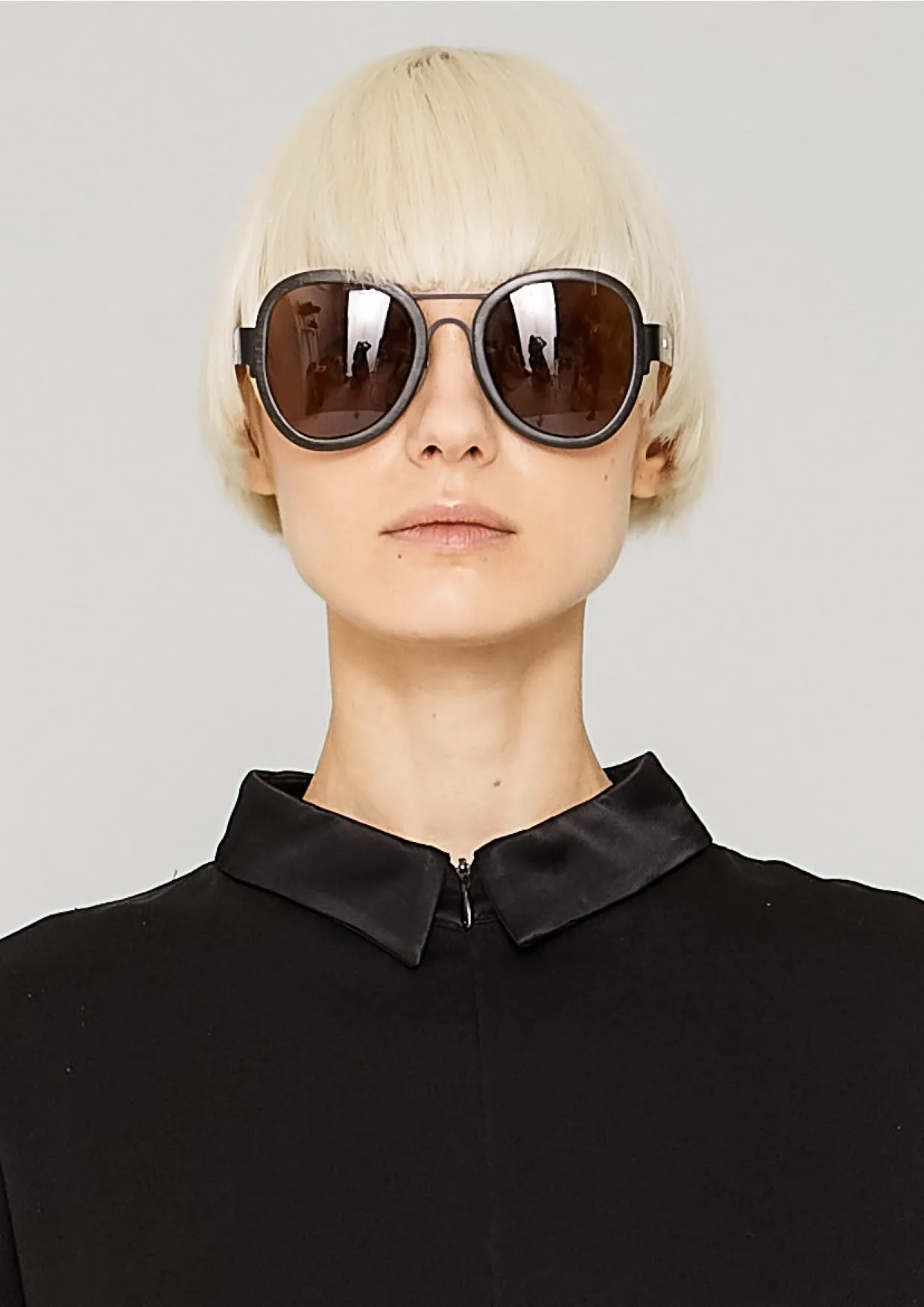 SHIRT COLLAR ZIP - HEAVY DRAPING black
