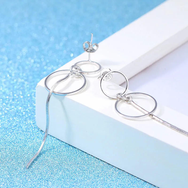 Simple pearl tassel earrings sterling silver earrings long earrings ear