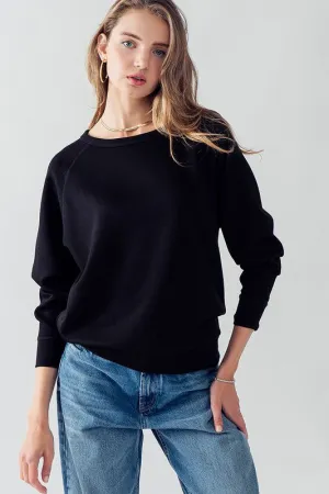 Sleeve Detail Pullover Raglan Sweatshirt Black